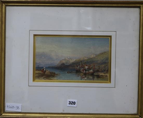 John Leighton Leitch, watercolour, Positano in the Bay of Naples, signed, with letter from the artist verso dated 1888, 14 x 24cm